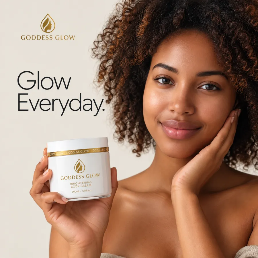 Goddess Glow Brightening Body Cream campaign — 'Glow Everyday.'