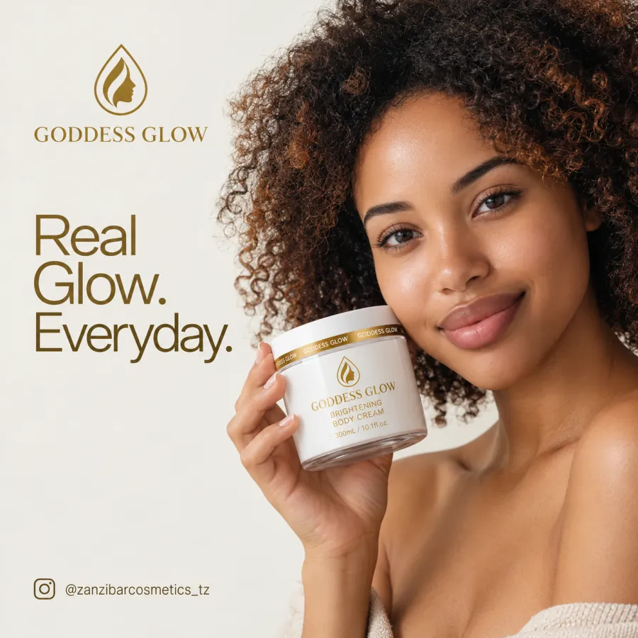 Goddess Glow Brightening Body Cream campaign — 'Real Glow. Everyday.'